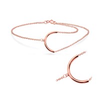 Rose Gold Plated C-shaped Pipe Silver Bracelets BRS-719-RO-GP